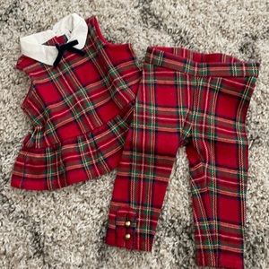 Janie and jack plaid peplum and jacquard pant